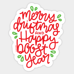 Merry Driftmas And Happy Boost Year - Red/Green Sticker